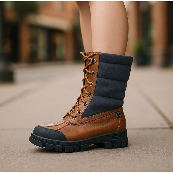 Lauren Ralph Lauren Womens Brown Navy Quinlyn Lace Up Boot Size 6 B New - Picture 7 of 7